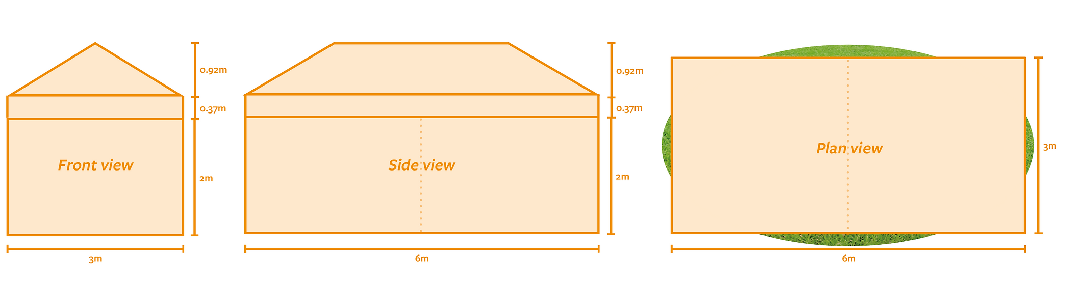 3m x 6m Gazebo size