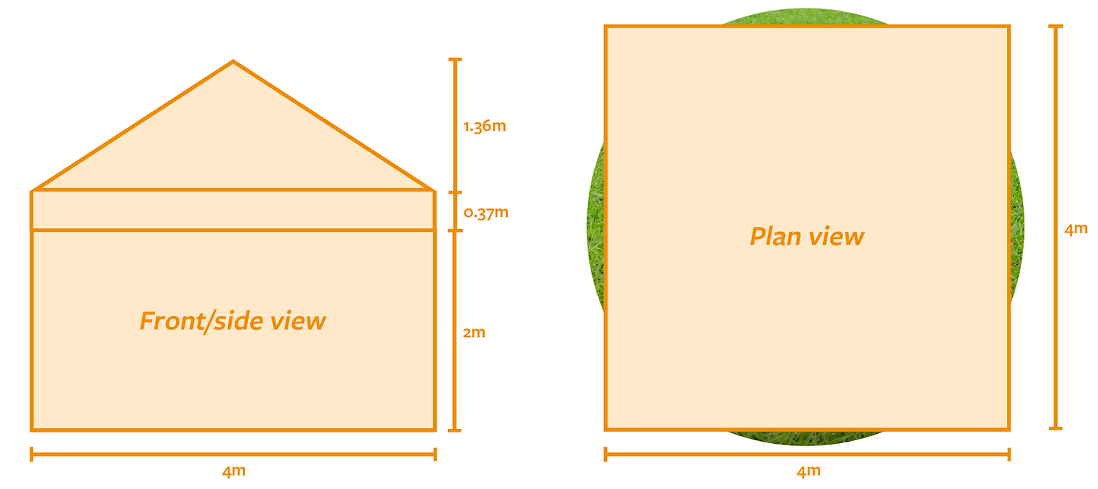 4m x 4m Gazebo size